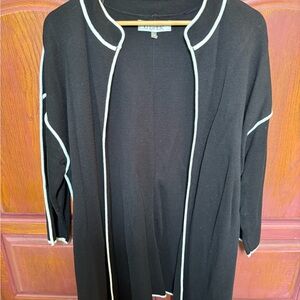 Kasper Black Cardigan with White Trim